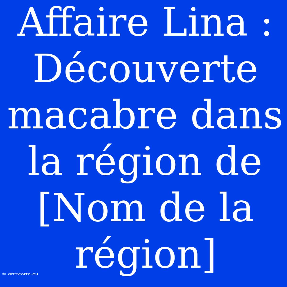 Affaire Lina : Découverte Macabre Dans La Région De [Nom De La Région]